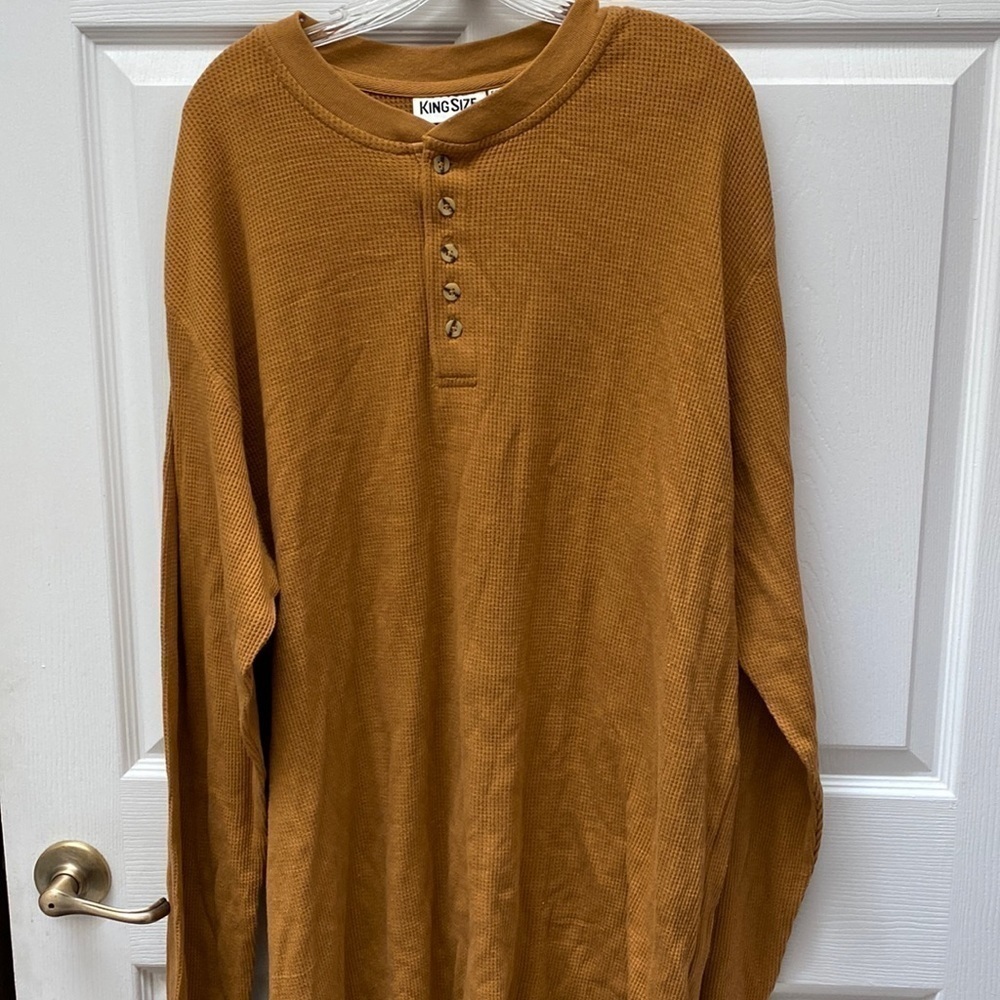B mens King Size casual solid gold long sleeve stretch shirt 2XL